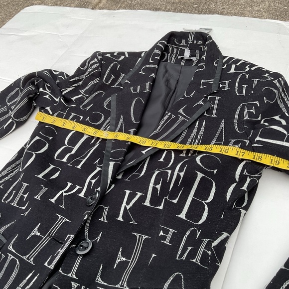 Linea Domani alphabet black & white Preppy Patch Blazer 14 NWT - Picture 11 of 13